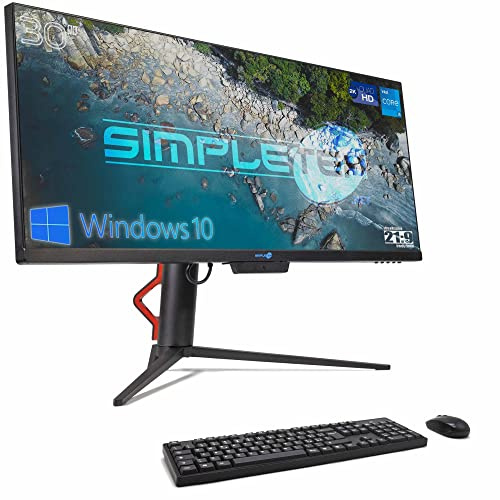 SIMPLETEK All in One 30 2K Core i5 4 GB SSD 120 GB Windows 10 Pro | Ultrawide IPS 21:9 WiFi6 Bluetooth 5 integrerad webbkamera PC stationär dator fast Aio