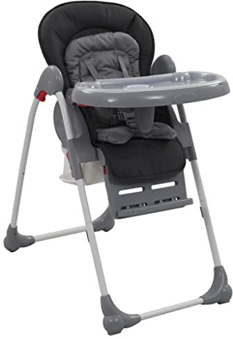Tidyard Baby-Hochstuhl mit 5-Punkt-Sicherheitsgurt höhenverstellbar und klappbar Kinderhochstuhl Kombihochstuhl mit Liegefunktion, Grau