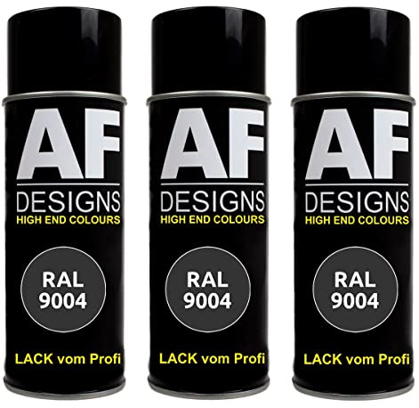 Alex Flittner Designs Spraydose RAL 9004 SIGNALSCHWARZ seidenmatt 3x 400 ml | 3er Pack RAL Spraydosen a 400 ml pro Dose