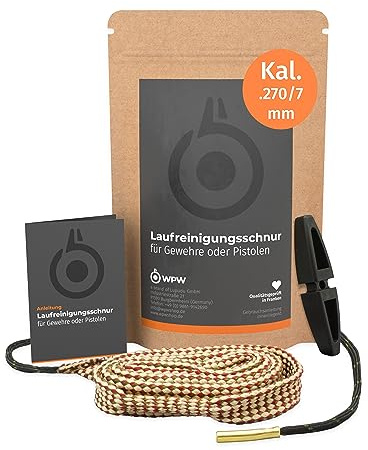 WPW Laufreinigungsschnur für Gewehre als Waffenreinigungsset & Laufreiniger, Kaliber 17/223 / 5,56mm / 243 / 6mm / 264/6,5mm / 270 / 7mm / 7,62mm / 308/30-06 / 8mm / 9mm / 9,3mm / 338/458