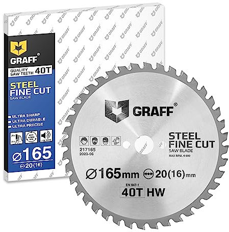 Sägeblatt 165x20 mm – Ideal für Stahl Metall Metallrohre & Aluminium – Kreissägeblatt für Kappsäge Akku Handkreissäge Tischkreissäge & Tauchsäge – Präzise & Langlebig GRAFF