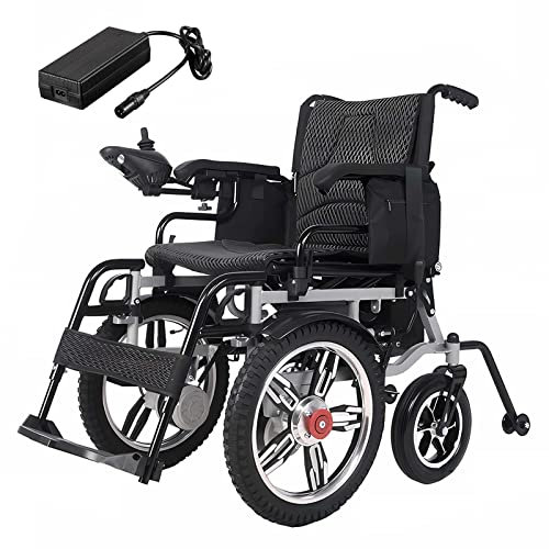 Bueuwe Rollstuhl Elektrisch Faltbar Leicht Elektrische Rollstühle, Elektrorollstühle für ältere Menschen, Ultraleicht Reiserollstuhl, Li-Ion Battery 24V 20Ah, 500W Motor