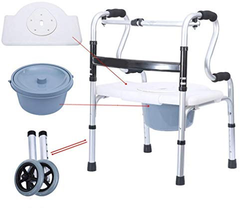 HWSY NIVOK Rollator mit Duschstuhl und 2 Rädern, Toilette mit Rollen, rollender Duschstuhl mit gepolstertem Toilettensitz für Behinderte und Senioren Interesting
