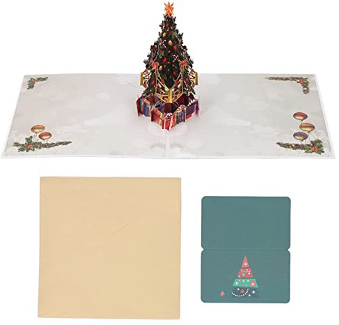 Pop-Up-Karte, 3D-Gruß-Weihnachtskarte mit Umschlag, 3D-Pop-Up-Weihnachtsbaum-Grußkarten, Handgefertigte 3D-Popup-Grußkarte für Weihnachtsfeiertage