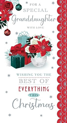Weihnachtskarte für Enkelin, mit englischer Aufschrift Wishing You The Best Of Everything, 22,9 x 12,7 cm