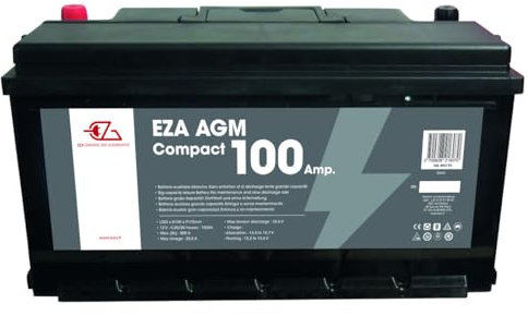 EZA Batterie Auxiliaire AGM 100Ah Compact Etanche et sans Entretien Camping-Car