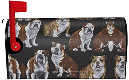 Magnetische Briefkastenabdeckung, englische Bulldoggen, Standardgröße, 53,3 x 45,7 cm, für den Außenbereich, Garten, Heimdekoration