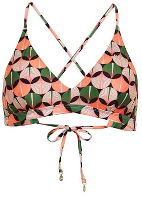 Superdry Damen Triangel-Bikinioberteil mit überkreuzten Rückenträgern Orange Geo 44