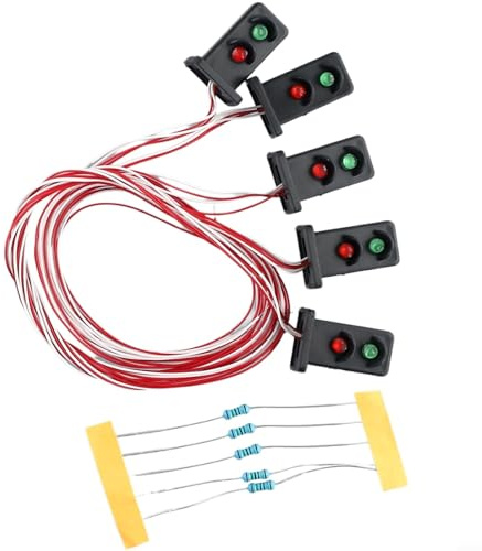 Sileduove 5 Stück OO HO Gauge 20mm Signale LEDs Grün/Rot Zwergsignale 2 Aspekte DIY Ampeln Spur N/Z Modell Eisenbahn Mini Garten Dekor