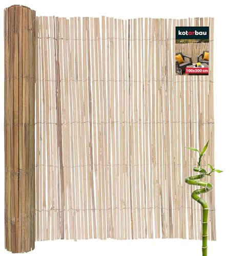 KOTARBAU® Écran à lamelles en bambou 100 x 500 cm | Tapis de bambou | Couverture de terrasse et de balcon | Canisse Bambou | Canisse Brise Vue | Brise Vue Bois | Brise Vue Bambou