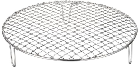 QUARKZMAN Rund Abkühlgitter Edelstahl 26.5cm, Unverzichtbares Grillzubehör Mit 5cm Füßen, Wellenförmiges Gitter, BBQ-Grillbesteck