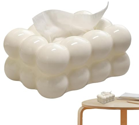 Zuckerwatte Tissue Box, Haushalts Wohnzimmer Papier Aufbewahrungsbox, Taschentuchbox Bubble, Gesichtspapier Organizer Spender, Modern Kosmetiktücher Box, Tischdekoration Weiß