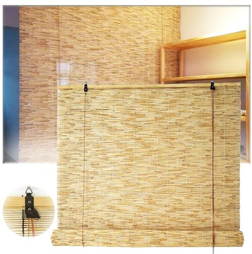 SSFMSF Tende in Bambù a Lamella Naturale che Filtrano la Luce, Impermeabili, Anti-UV, Tessute a Mano, Anti-Peeping, Decorazione per Interni ed Esterni per Balconi. (Size:40cmx40cm/15.75inx15.75in)