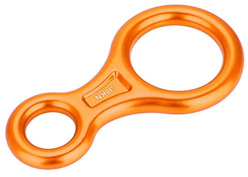 Jenngaoo Abseilachter 35KN Klettern 8 Ring Seil Abseilgerät, Abseilgerät aus Aluminiumlegierung Abbildung 8 Schlaufenseil für Outdoor, Klettern, Hängematte (Orange)