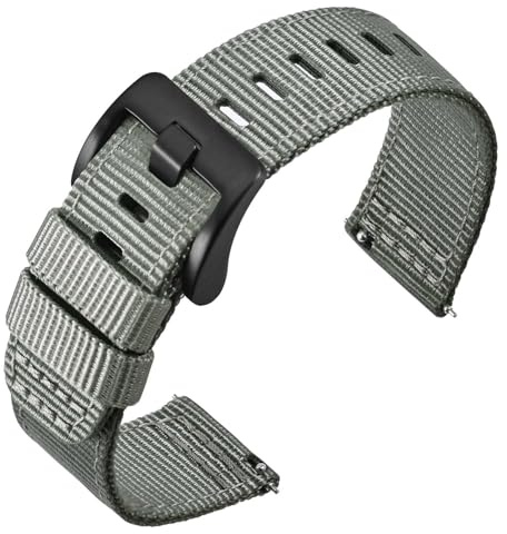ANNEFIT Nylon Militär Uhrenarmband 18mm 19mm 20mm 22mm 24mm, Schnalle aus Edelstahl, Schnellverschluss Aatmungsaktive Armband für Herren