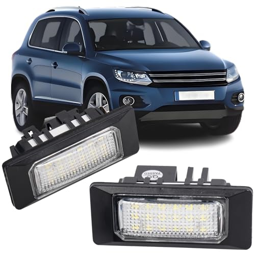 REINKO LED Kennzeichenbeleuchtung passt für VW Golf Plus 5M Tiguan 5N AD 1T3 5T Touareg 7P CR7 Transporter VI Kasten Multivan VI Nummernschildbeleuchtung