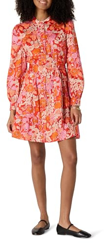 Amazon Essentials Femme Robe Chemise à Volants en Satin de Coton, Coupe Classique