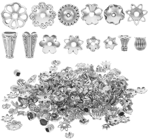 SHINEOFI Tibetischer Silber Blumen Hut Schmuck Diy Perlen Für Halsketten Armbänder Und Haarzubehör Legierung Schmuckherstellung Zubehör 1.0X1.0X0.3Cm