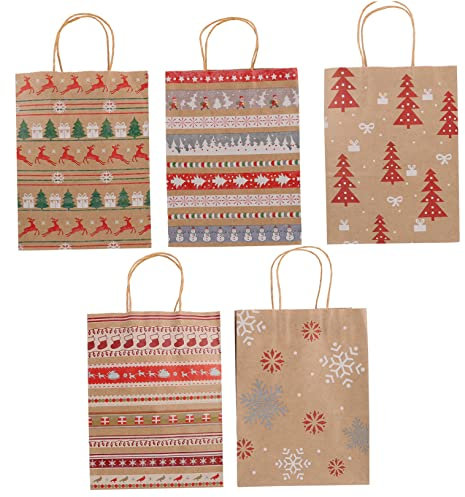 Beavorty 20stücke Kraftpapier Geschenktüte Papiertüten Mit Tragegriff Robuste Süßigkeitentasche Für Weihnachten Partygeschenke Und Aufbewahrungstasche