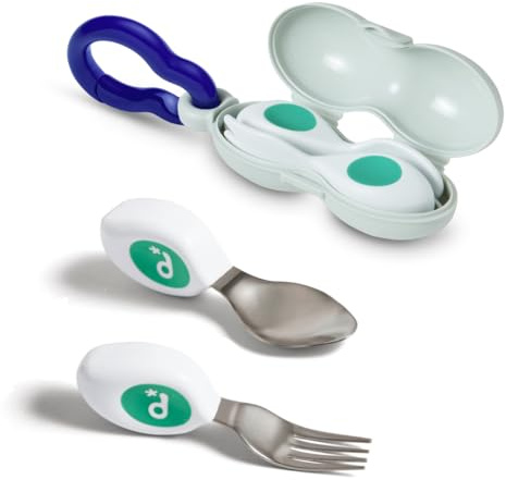 doddl Baby Cutlery Set (6–12 Months) – Spoon & Fork for Weaning, BLW Self-Feeding – Easy-Grip Handles & Safe Short Design (Fresh Green Baby + Toddler Cutlery)