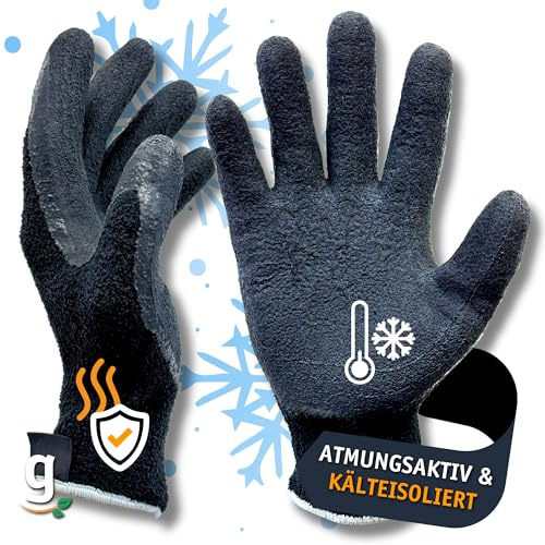 Gardazon Arbeitshandschuhe Winter thermo Griff – Größe 10, 3 Paar - Atmungsaktiv Winterarbeitshandschuhe Latexbeschichtet Schutzhandschuhe wärmeisolierend, Polyester-Frottee höchste Kältebeständigkeit