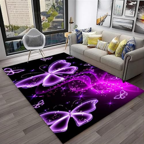 Tiere Schmetterlinge Blumen Teppich Kinderteppich Wohnzimmerteppich Schlafzimmerteppich 3D-Gedruckter Superweicher Flanelltep 80 X 160 Cm - Leicht Zu Reinigendes, Weiches Polyester Mit -71039808038570