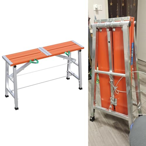 EXCLURA Scaffolding Collapsible Scaffolding Work Plank, Portable Scaffold Ladder Stool with Non-slip Feet, Width 10 5/8 Scaffold Plank Equipment, Easy to Carry(Orange,L-180cm(70 7/8))