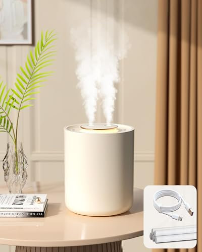 KASYDoFF Humidifier for Bedroom, 1500ML Air Humidifier for Bedroom Baby with Night Light, 1800mAh Rechargeable Humidifiers for Plants,9H Auto Shut-Off, 3 Mist Modes, Super Quiet