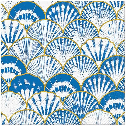 20 Servietten Maritim Muscheln in blauen Farben als Tischdeko. Papierservietten mit Motiv. Auch für Decoupage und Serviettentechnik 33x33cm