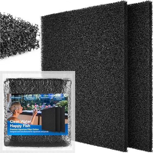 Borlech Aquarium Bio Filter Sponge Pad - Cut-to-Size Aquarium Filter Media for Fish Tank, Pond, Sump - Mechanical & Biological Filtration (18.5x18.5x0.8, 20PPI, 2 Pack)