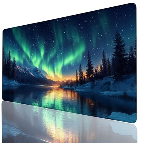 Alfombrilla Ratón Cielo estrellado, Alfombrilla Gaming Aurora, Impermeable Tapete Escritorio 1400x600x3mm Compatible con Raton Inalambrico y Teclado Inalambrico, Mousepad para Portatil Regalo GYL-1390