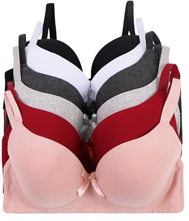 Viola's Secret Women Bras 6 Packs of T-Shirt Comfortable Everyday A B C D DD DDD Cups Full Coverage Bra 32B