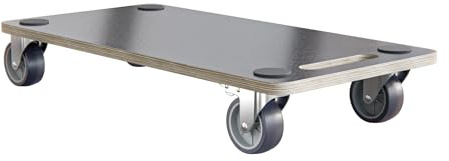 Amig – Piattaforma di Carico con Ruote – Supporto Mobile Rettangolare – 4 Tappetini Antiscivolo – 60 x 34 cm – Carico Max: 350 kg – 4 Ruote: 2 con Freno – MDF – Certificato FSC – Nero