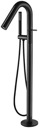 DMBBSAPBSH Grifo Bañera Exenta, Juego de grifos de bañera de latón, Monomando, for Suelo, con Ducha de Mano Rectangular(Matte Black)