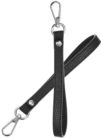 LIGIGWASH 2 pièces Bracelet Clé Cuir PU Dragonne Poignet pour Porte à Main Téléphone Accessoire Pratique et Amovible Noir et