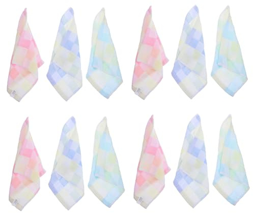 GALPADA 12 pièces Lingettes Absorption pour Garçon Fille Coton Pur Serviettes de Toilette Colorées pour et Doux et Respirant pour Essuyage