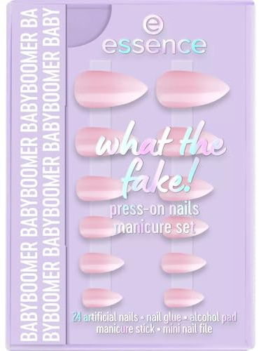 essence what the fake! PRESS-ON NAILS manicure set Nr. 03 Nude 28pcs | Schnelltrocknend, Fixierend, Langanhaltend, Sofortiges Ergebnis, Grundton