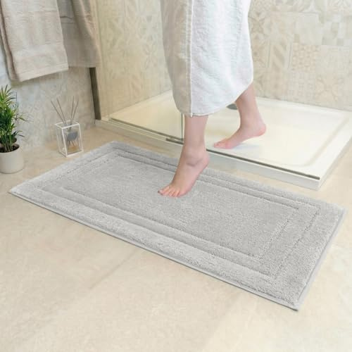 Decomira Halkfri Badrumsmatta | Kan Kombineras som Badrumsmattaset | Tvättbar Badrumsmatta | Duschmatta för Dusch, Badkar, Toalettdekoration | Grå - 80x150 cm