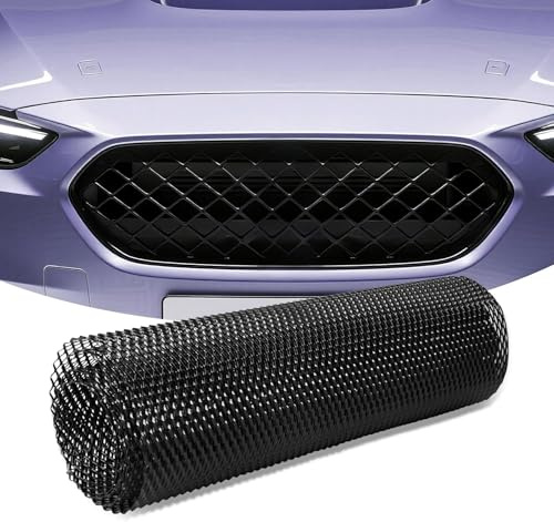 Flydida Parrilla de malla de aluminio de 100 x 33 cm, color negro, con orificio de 3 x 6 mm, rejilla de carreras para parachoques, parrilla de red, impermeable y resistente a la corrosión