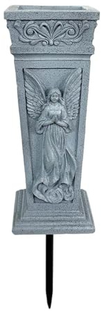 ZGUZMCMK Grave Vase Angel Wing Cemetery Flower Holder Memorial Resin Vase with Stake Tombstone Decoration for Outdoor Remembrance Gravesite Decor Funeral Tribu