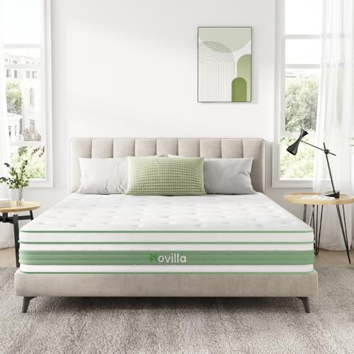 Novilla Queen Mattress 12 Inch, Hybrid Queen Size Mattress in a Box, Gel Memory Foam & Individual Pocket Springs, Medium Firm, Motion Isolation, Cool Sleep & Pressure Relief, CertiPUR-US