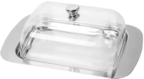 2 mantequilleras de acero inoxidable con tapa, bandeja sólida for queso para Cocina Casera y Restaurante