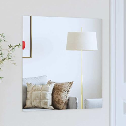 PUGYNBK Specchio da parete quadrato, 60 x 60 cm, vetro temperato senza cornice, vetro di sicurezza monolastra con schiuma Eva, per interni, design moderno
