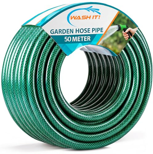 Reinforced Garden Hose Pipe - Weatherproof Kink Resistant Garden Hosepipe for Watering, Gardening and Cleaning Tasks - Strong Universal Water Hose Pipe - Durable Flexible Hosepipe (50m)