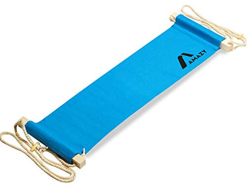 Amazy XXL Fuß Hängematte für breite Tische bis 2,00 m – Höhenverstellbare und extra breite Fußstütze zur Entspannung und Entlastung am Schreibtisch und im Büro (Blau)