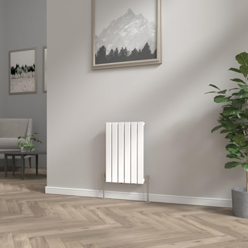 NRG Modern Radiator White 600x408mm Single Flat Panel Heater Horizontal | Central Heating Rad, Mild Steel, Horizontal Radiator, Powder Coated Finish, for Bathroom, Kitchen, Living Room