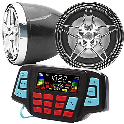 beyondcity UTV ATV Bluetooth Amplifier Sound System Hand-free Speakers FM USB Audio System Stereo 3.5Inch Speakers 12V Motorcycle Waterproof Audio FM Radio Stereo Speaker For iPhone/iPod/MP3 Skull