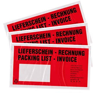 baytronic Dokumententaschen, DIN lang, rot schwarz bedruckt Lieferschein/Rechnung (1000 Stück)