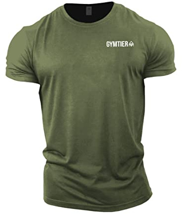 GYMTIER Gym Clothes for Men Gym T-Shirt - Bodybuilding Workout Training Top Bodybuilding Workout T Shirt Training Top MMA Men's Active Wear, Green, L