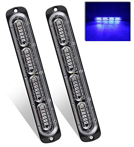 Teguangmei 2X24LEDs Luz Estroboscópica de Advertencia Azul 72W Intermitente Montada en Superficie Luz de Peligro de Construcción Barra de Luz de Baliza Usada para Camiones Barcos 12-24V